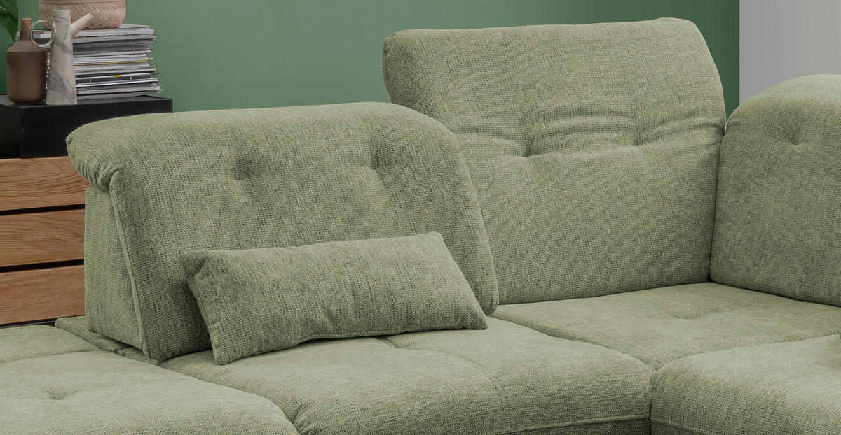 ECKSOFA in Chenille Grün  - Chromfarben/Grün, Design, Textil/Metall (254/280cm) - Livetastic