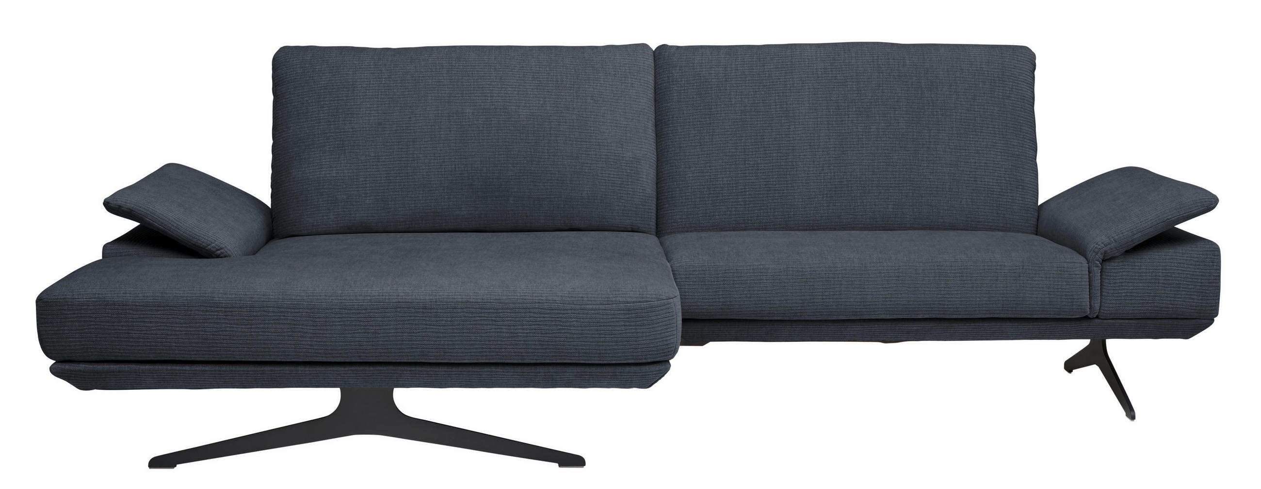 ECKSOFA - Dunkelgrau/Schwarz, Design, Textil/Metall (155/284cm) - Koinor
