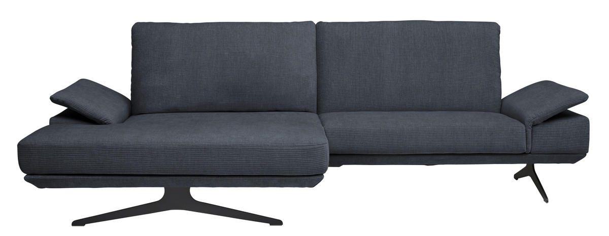 ECKSOFA in Flachgewebe Dunkelgrau  - Dunkelgrau/Schwarz, Design, Textil/Metall (155/284cm) - Koinor