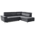 ECKSOFA in Samt Grau, Dunkelgrau  - Chromfarben/Dunkelgrau, KONVENTIONELL, Textil/Metall (271/206cm) - Carryhome