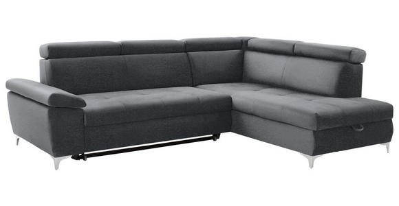 ECKSOFA in Samt Grau, Dunkelgrau  - Chromfarben/Dunkelgrau, KONVENTIONELL, Textil/Metall (271/206cm) - Carryhome