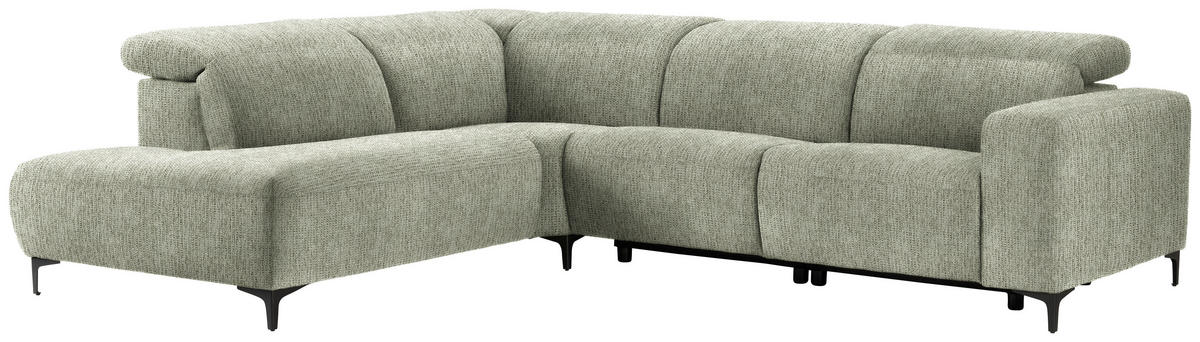 ECKSOFA in Flachgewebe Olivgrün  - Schwarz/Olivgrün, Design, Textil/Metall (238/290cm) - Pure Home Lifestyle