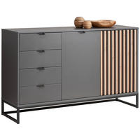 SIDEBOARD  141,4/85,4/40 cm 4 Schublade(n)  - Schwarz/Graphitfarben, Modern, Holzwerkstoff/Metall (141,4/85,4/40cm) - Voleo