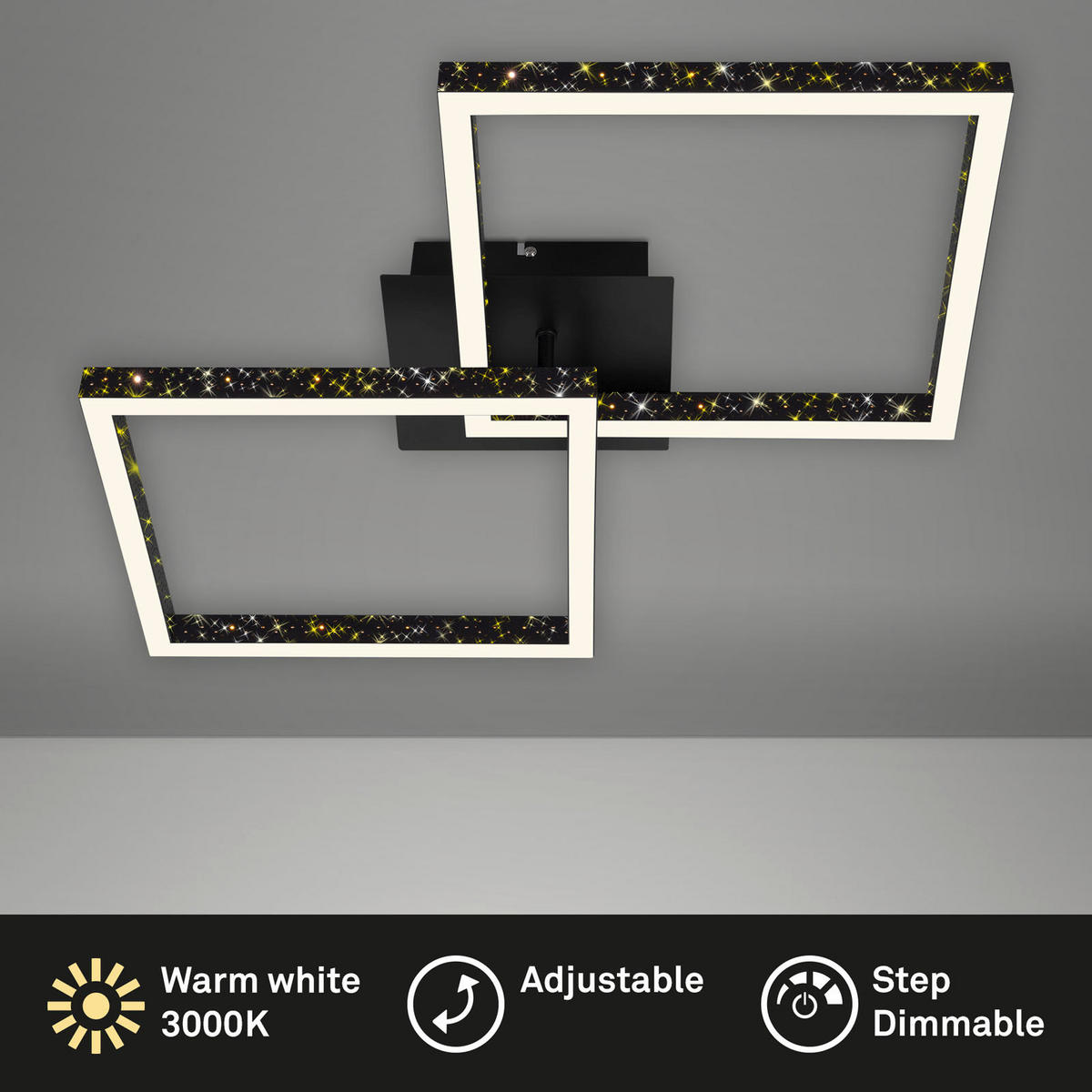 LED PLAFONJERA - crna, Dizajnerski, metal/plastika (52/52/9,5cm)