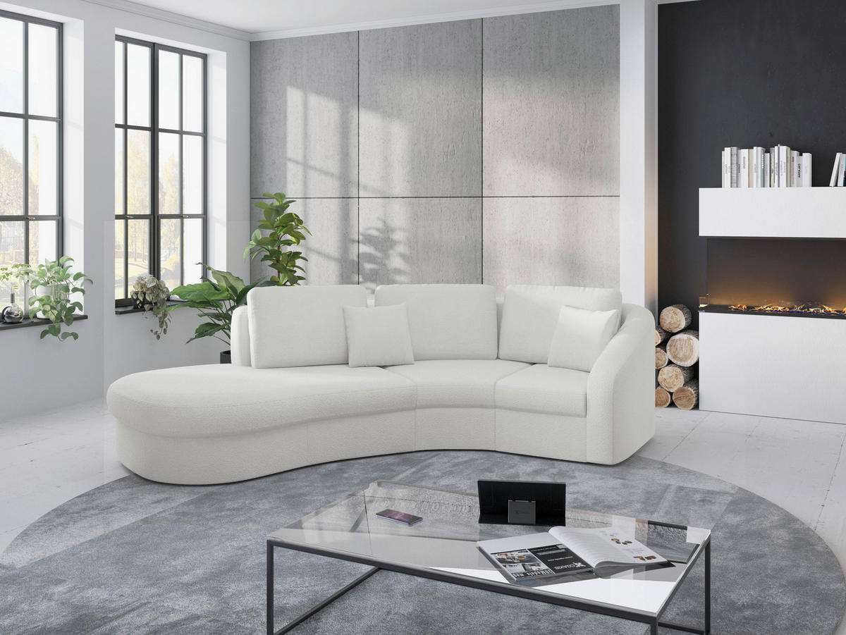 ECKSOFA in Flachgewebe Weiss  - Weiss/Schwarz, Modern, Kunststoff/Textil (230/266cm) - Sit & More