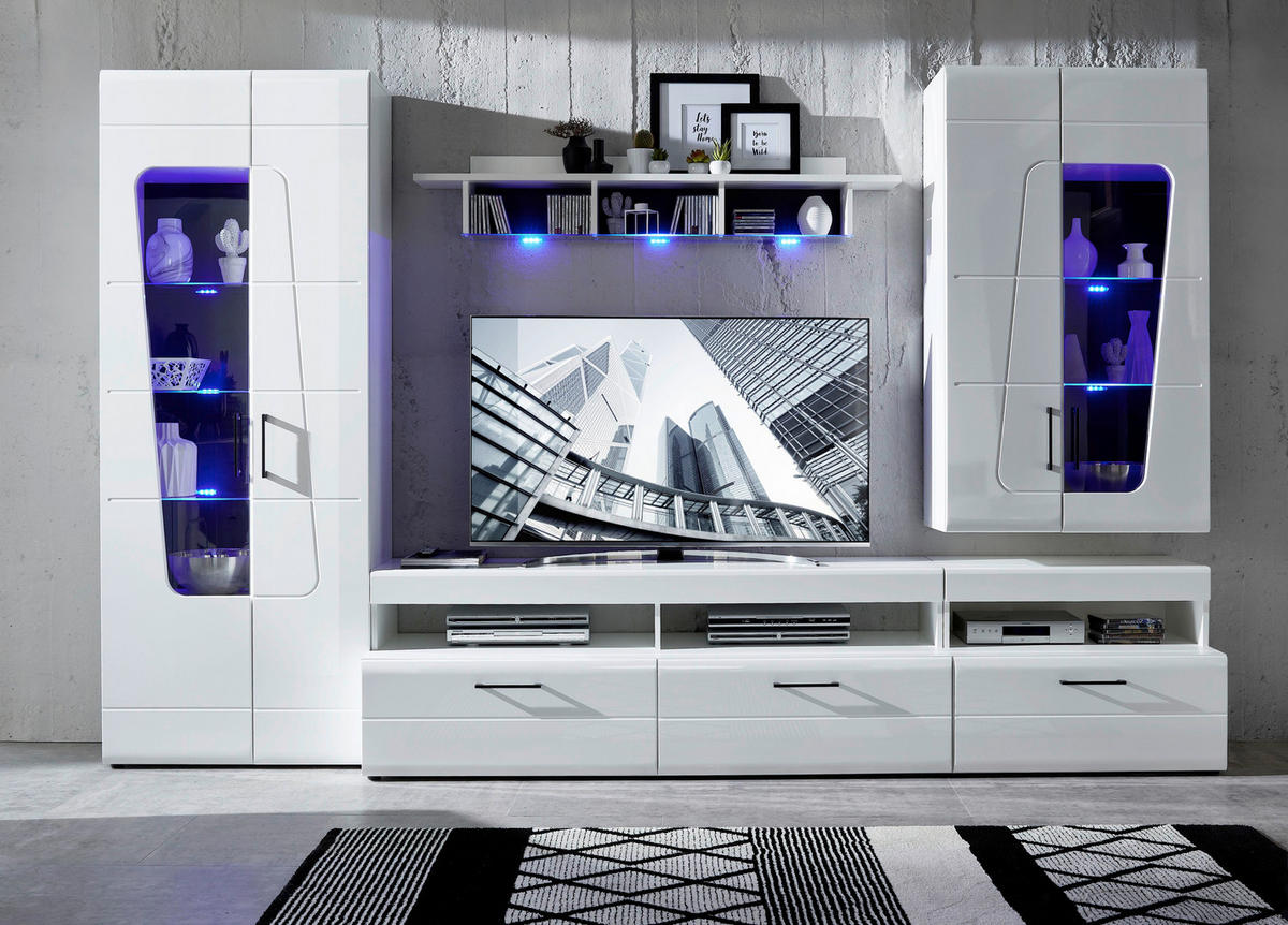 KOMODA, bela  - črna/bela, Design, umetna masa/leseni material (170/94/42cm) - Hom`in