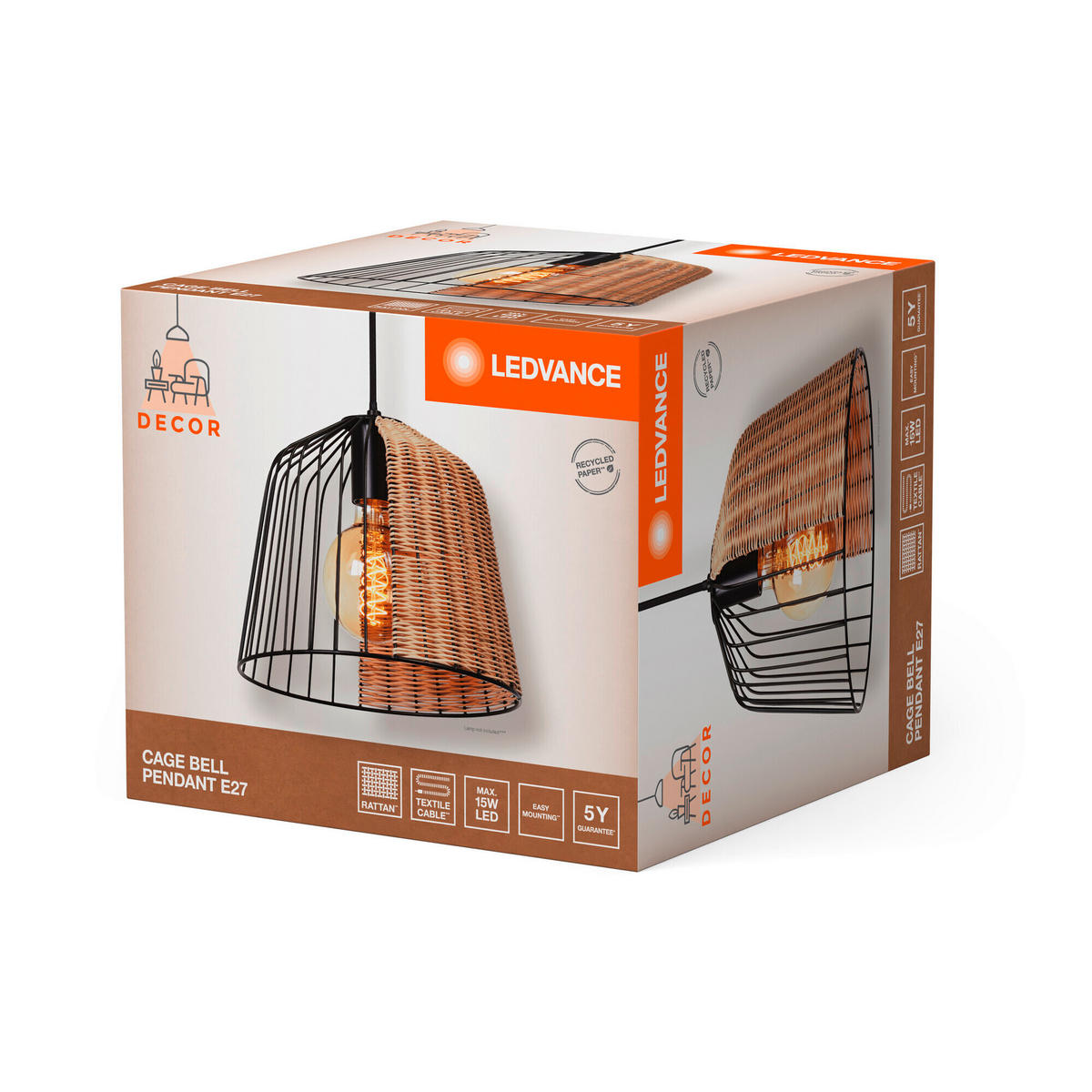 DECKENLEUCHTE  26/126,50 cm    - KONVENTIONELL, Holz/Metall (26/126,50cm) - Ledvance