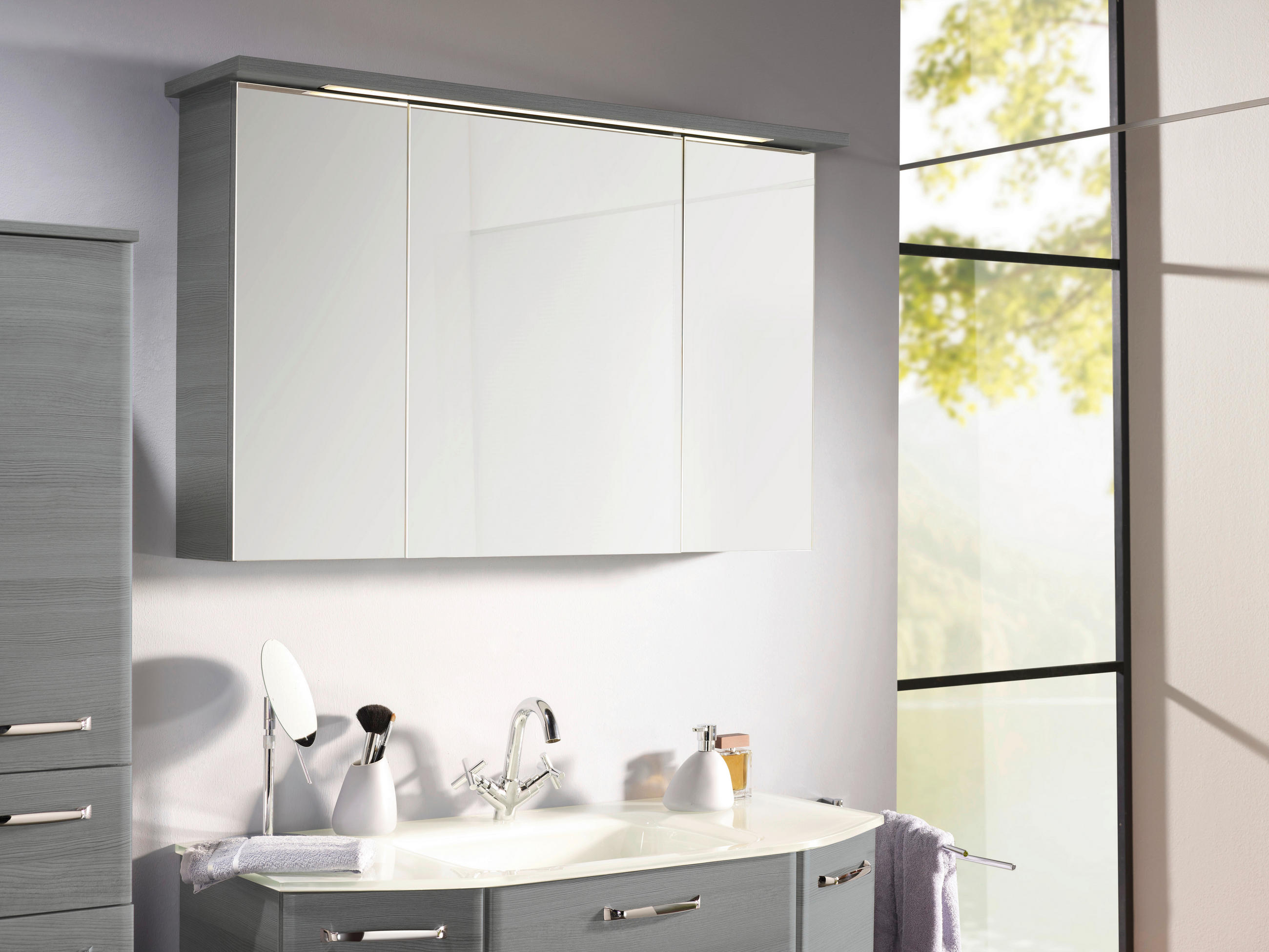 OMARA Z OGLEDALOM 115/72/20 cm  - barve grafita, Design, leseni material (115/72/20cm) - Xora