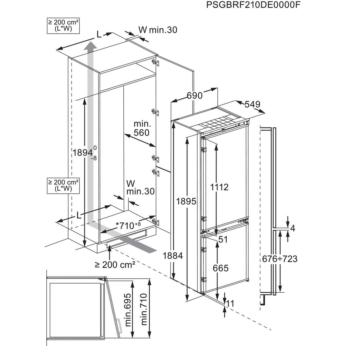 KÜHL-GEFRIER-KOMBINATION EK7E75S1  - Weiß, Basics, Kunststoff/Metall (69,6/188,4/54,9cm) - AEG