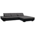 ECKSOFA in Mikrofaser Grau  - Schwarz/Grau, Design, Textil/Metall (341/204cm) - Xora