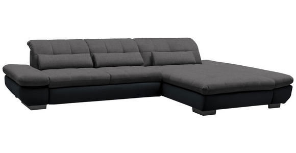 ECKSOFA in Mikrofaser Grau  - Schwarz/Grau, Design, Textil/Metall (341/204cm) - Xora