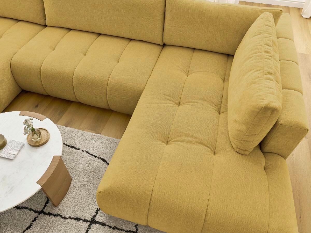 WOHNLANDSCHAFT  FUJI  Gelb Leinenoptik  - Gelb/Schwarz, MODERN, Kunststoff/Textil (160/377/204cm)