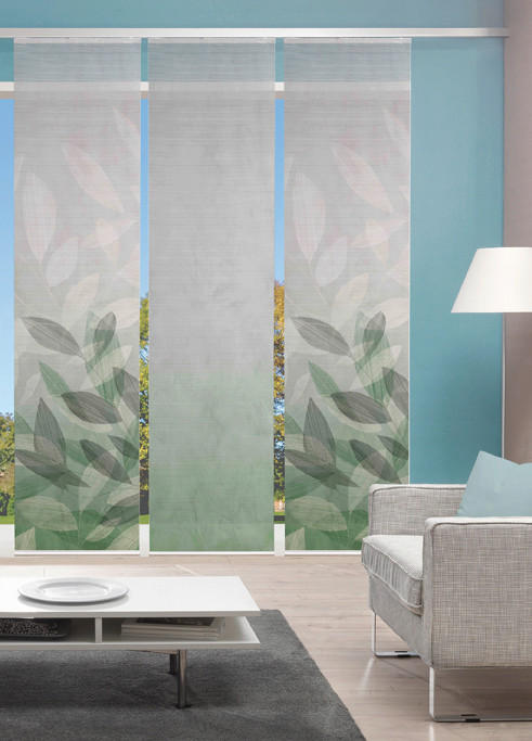 FLÄCHENVORHANG  3 Stück  halbtransparent   60/245 cm  - Grün, Natur, Textil (60/245cm) - Novel