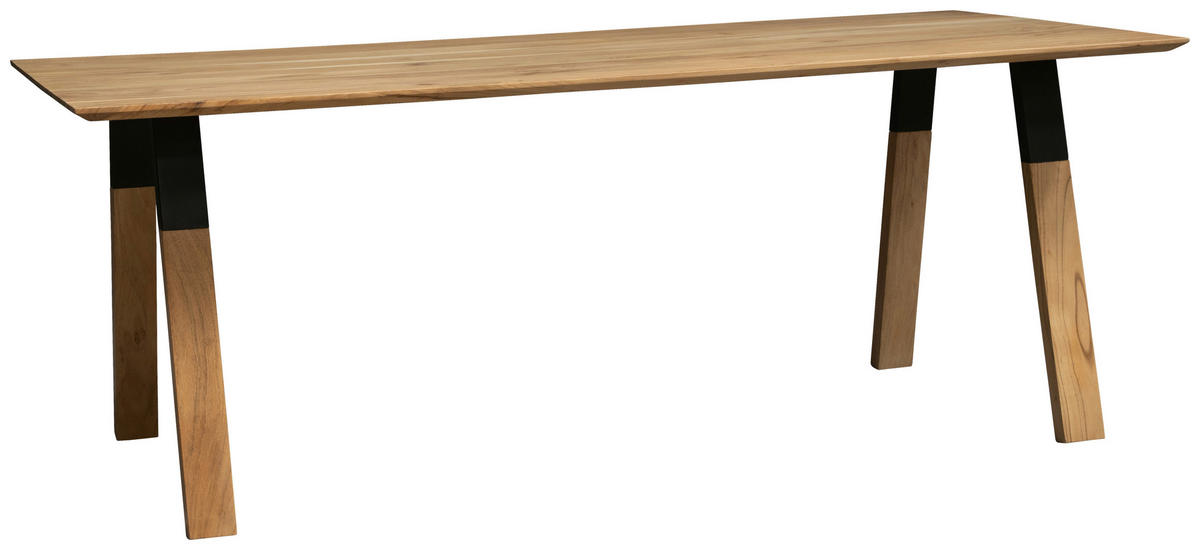 ESSTISCH in Holz, Metall 200/76/100 cm  - Schwarz/Naturfarben, MODERN, Holz/Metall (200/76/100cm) - Livetastic