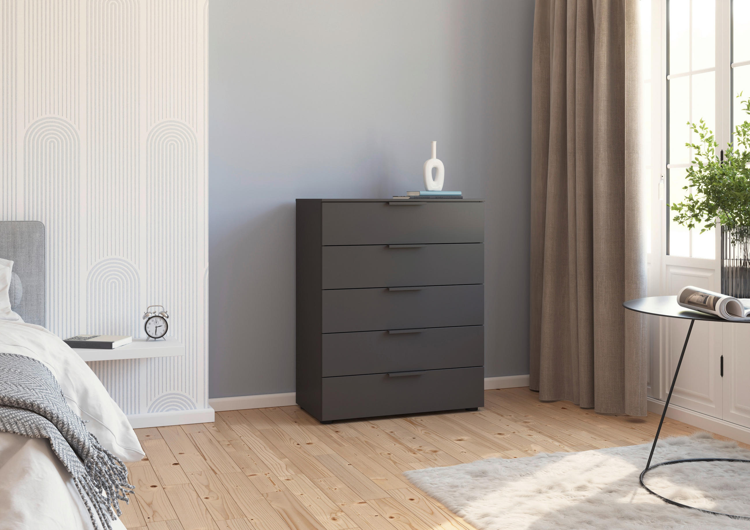 KOMMODE 80/100/42 cm  in Graphitfarben  - Graphitfarben/Schwarz, MODERN, Holzwerkstoff/Kunststoff (80/100/42cm) - Rauch Möbel