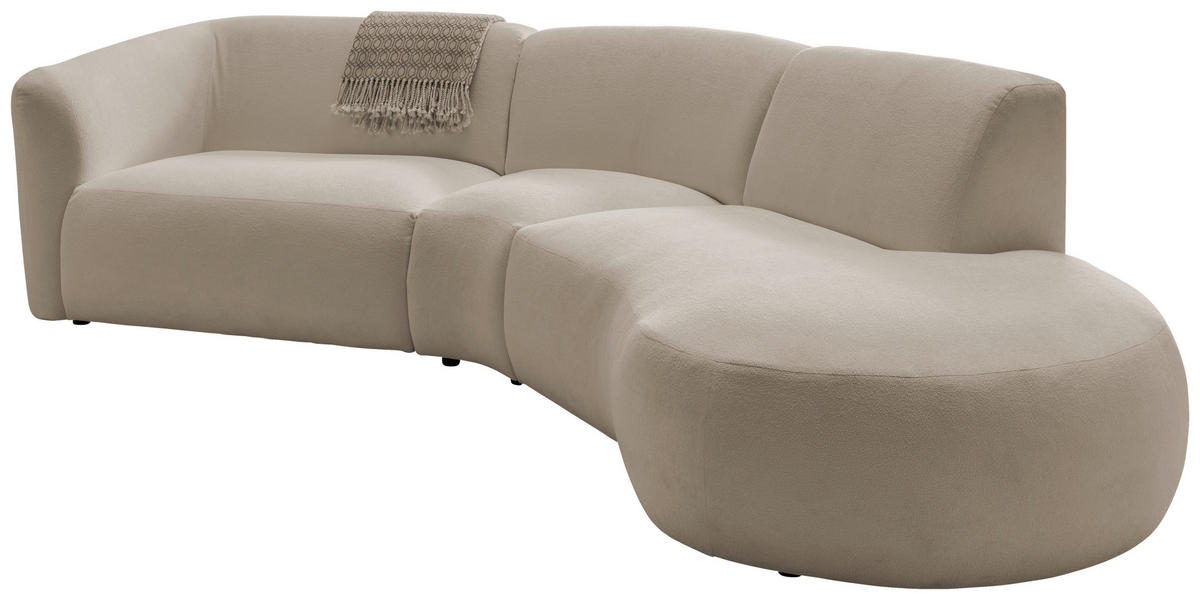 ECKSOFA in Mikrofaser Taupe  - Taupe/Schwarz, Modern, Kunststoff/Textil (276/182cm) - Livetastic
