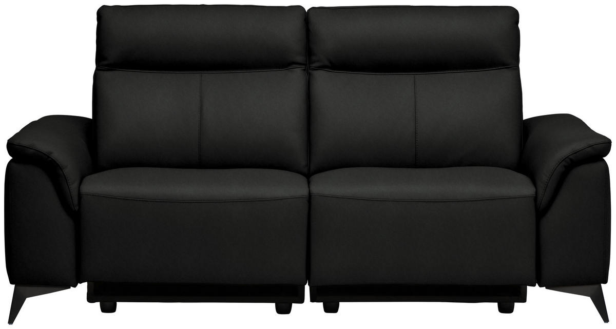 3-SITZER-SOFA Echtleder Schwarz  - Schwarz, Design, Leder/Metall (207/107/98cm) - Belluti
