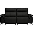 3-SITZER-SOFA  in Echtleder Schwarz   - Schwarz, Design, Leder/Metall (207/107/98cm) - Belluti