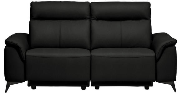 3-SITZER-SOFA  in Echtleder Schwarz   - Schwarz, Design, Leder/Metall (207/107/98cm) - Belluti