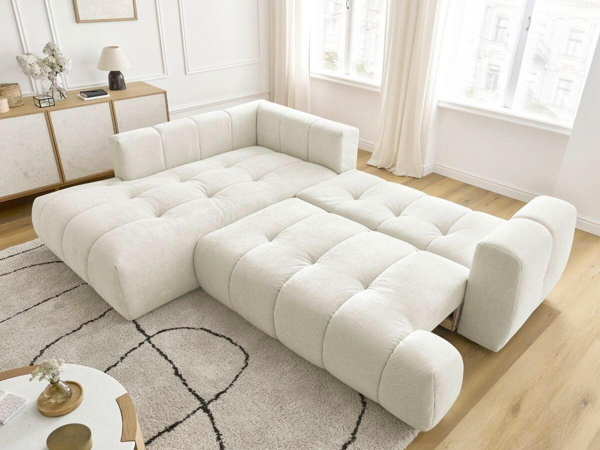ECKSCHLAFSOFA FUJI Leinenoptik Beige  inkl.  - Beige/Schwarz, MODERN, Kunststoff/Textil (204/282cm)