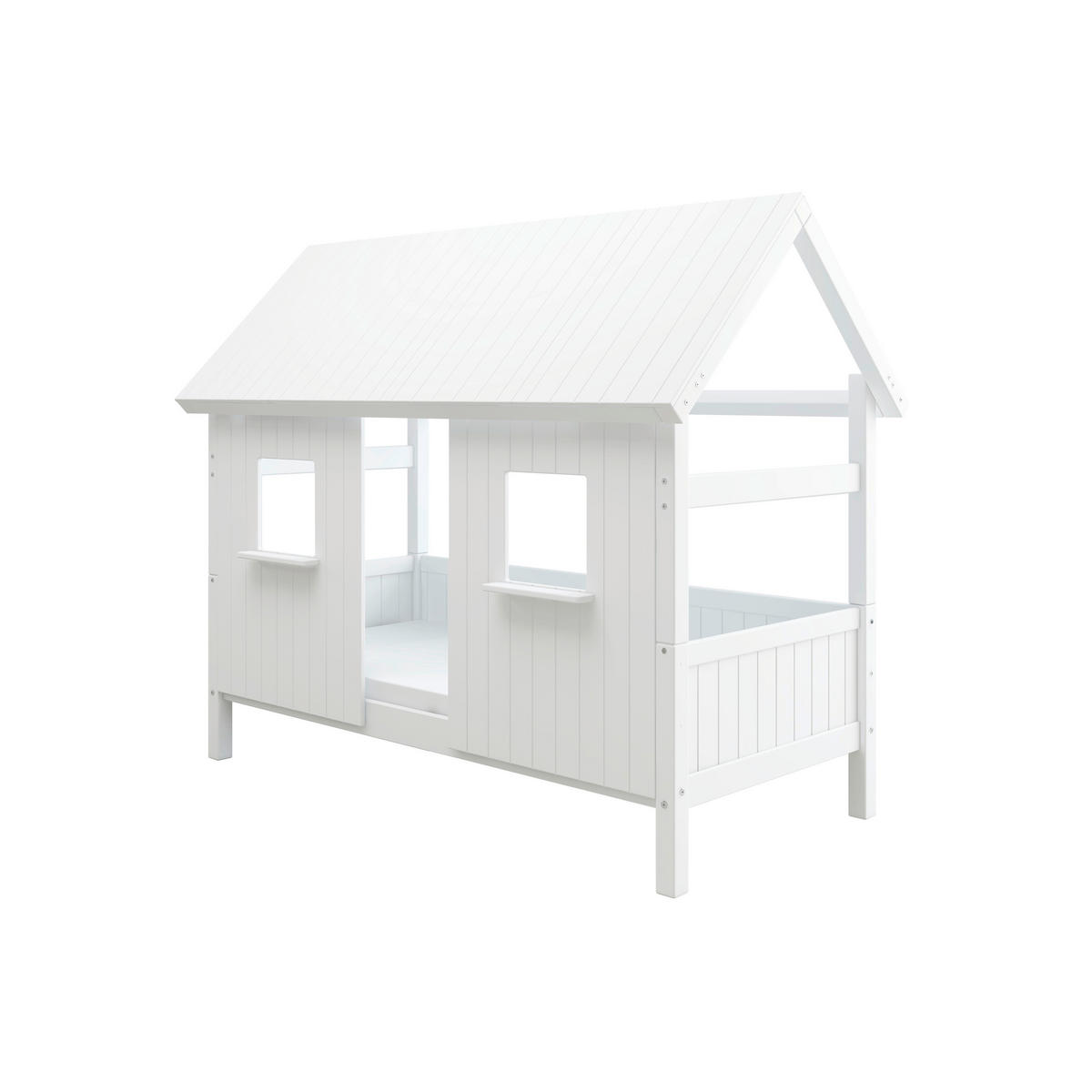 HAUSBETT 90/200 cm,  in Weiß, Rollrost  - Weiß, MODERN, Holz (90/200cm) - Chameo