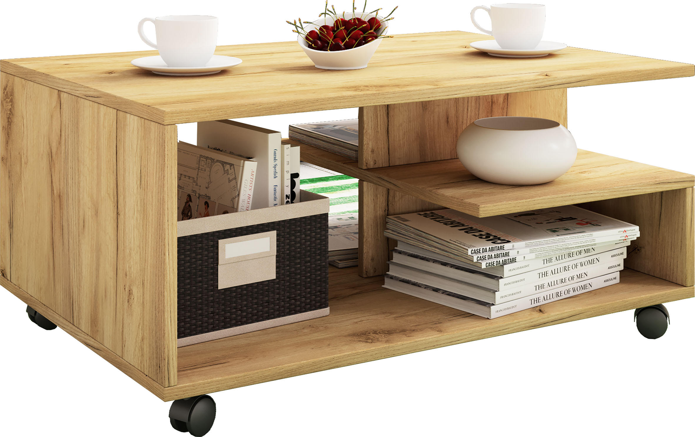 COUCHTISCH 50/80/40 cm rechteckig Eichefarben, Honig  - Eichefarben/Honig, Basics, Holzwerkstoff (50/80/40cm) - MID.YOU