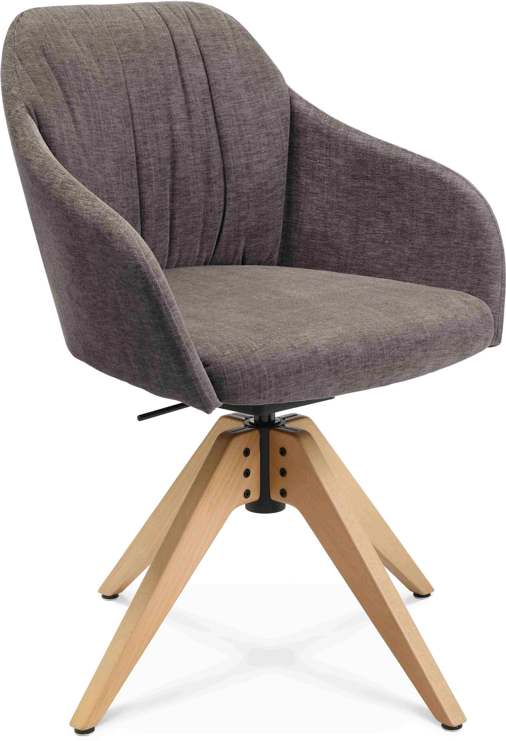 ARMLEHNSTUHL  in Velours  - Taupe/Eichefarben, Design, Holz/Textil (58/82,5-85,2/60cm) - Johann Jakob