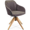 ARMLEHNSTUHL  in Velours  - Taupe/Eichefarben, Design, Holz/Textil (58/82,5-85,2/60cm) - Johann Jakob