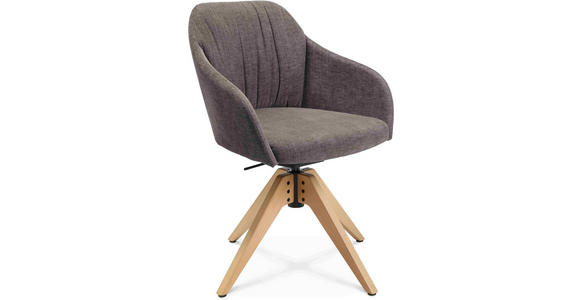ARMLEHNSTUHL in Velours - Taupe/Eichefarben, Design, Holz/Textil (58/82,5-85,2/60cm) - Johann Jakob