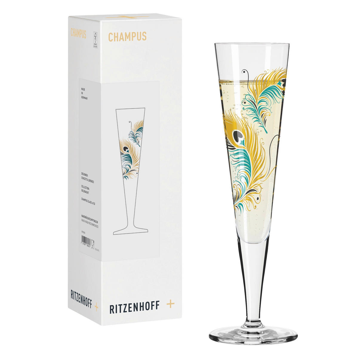 CHAMPAGNERGLAS 205 ml  - Transparent/Goldfarben, Design, Glas (7.2/24.0cm) - Ritzenhoff