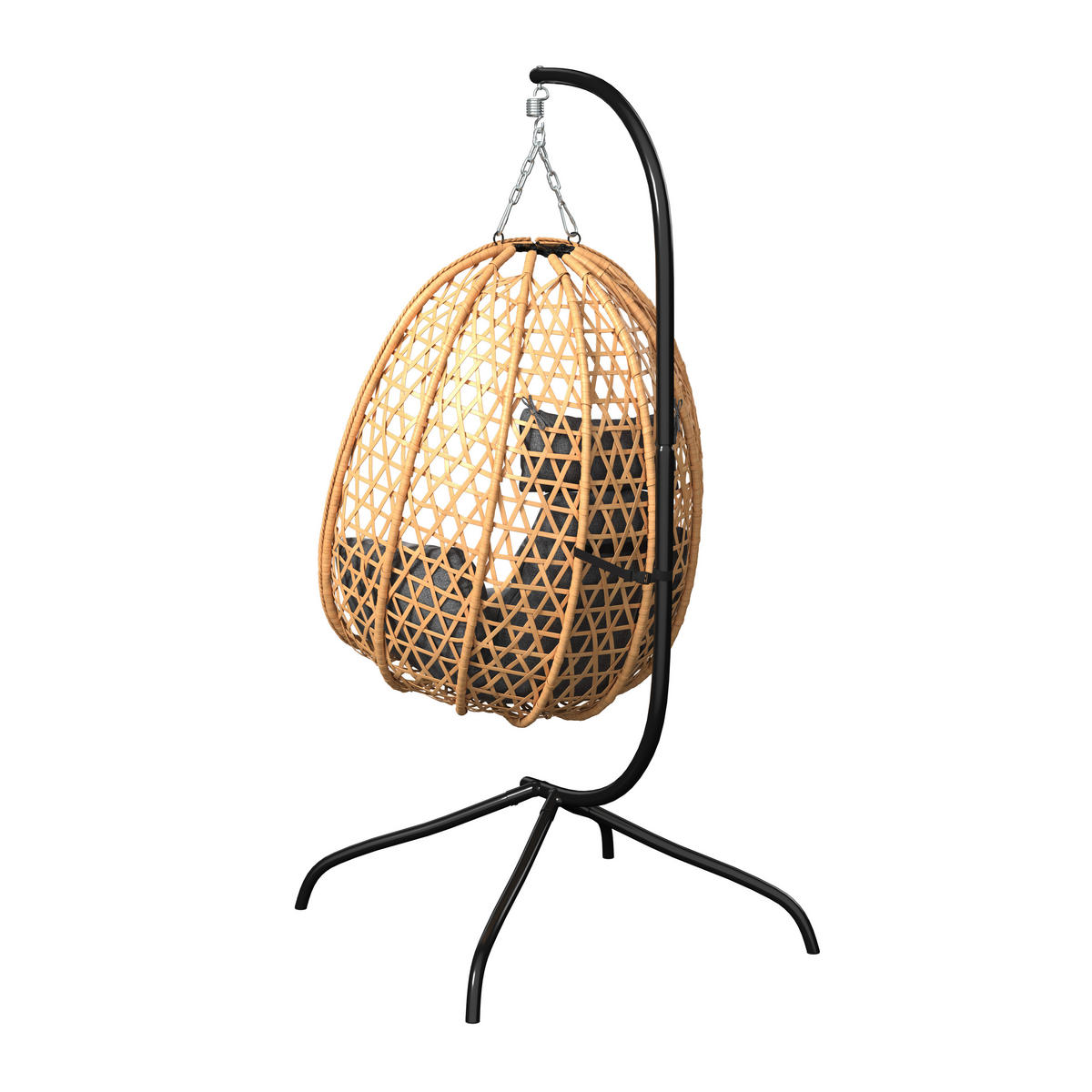 HÄNGESESSEL 105/198/104 cm  - Schwarz/Naturfarben, MODERN, Kunststoff/Textil (105/198/104cm) - Beldano