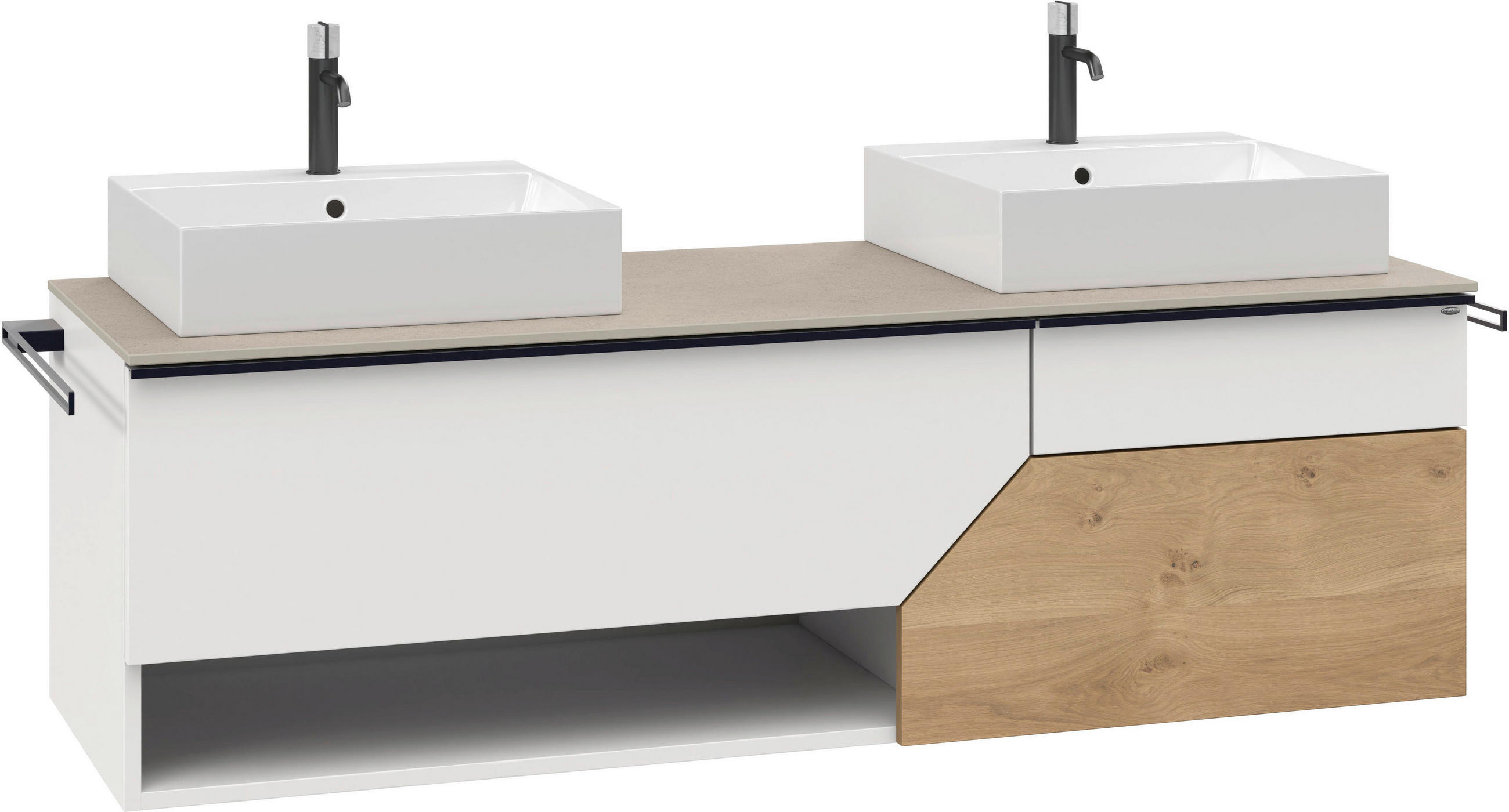 WASCHTISCHKOMBI 160 cm  - Eichefarben/Schwarz, LIFESTYLE, Holz/Keramik (160cm) - Voglauer
