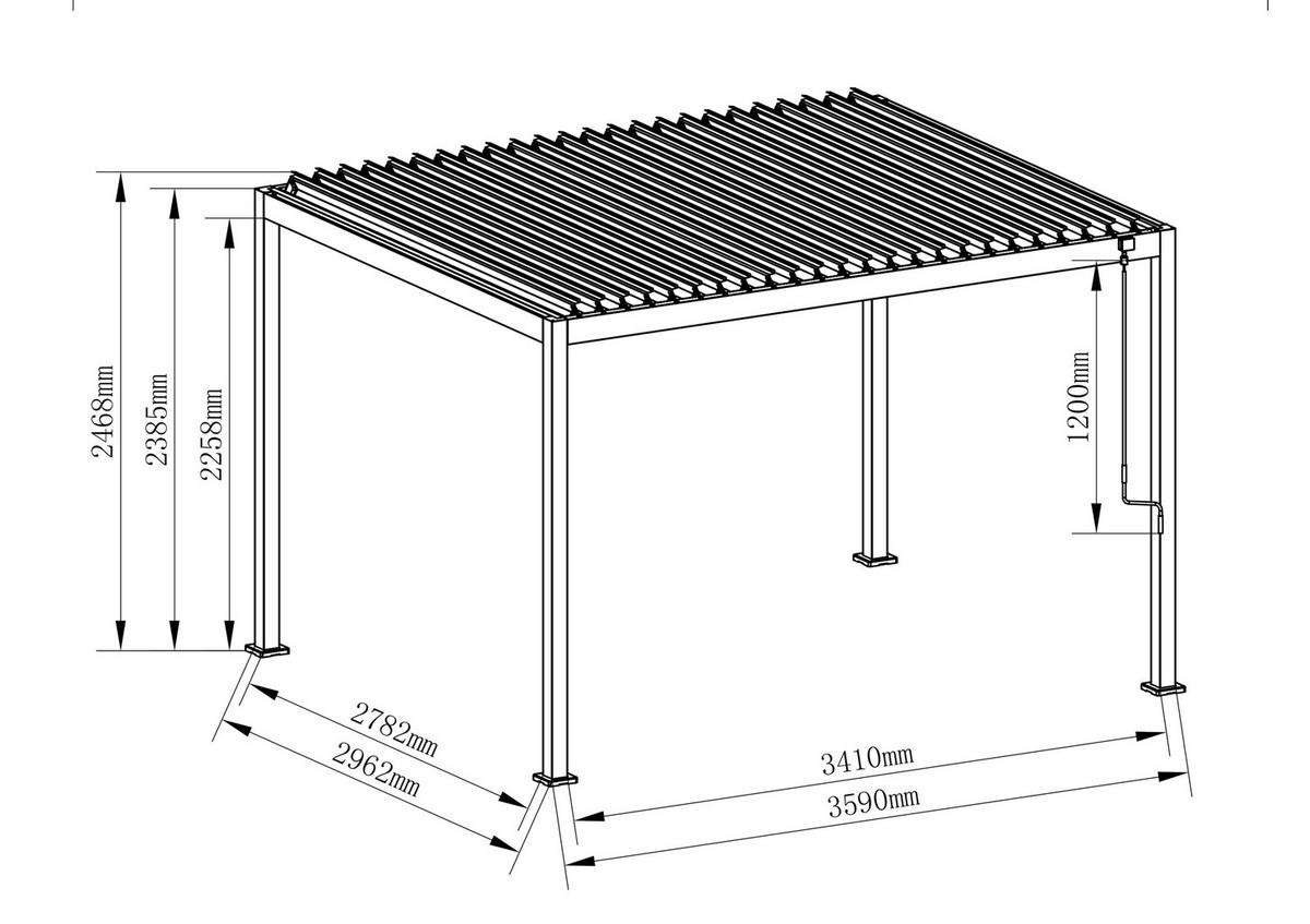 PERGOLA velikost: 359/296/238 cm - antracitová, Basics, kov (359/296/238cm) - Gardenson