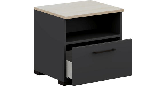 NACHTSCHRANK 50/48/42,1 cm - Eichefarben/Anthrazit, Design, Holzwerkstoff/Metall (50/48/42,1cm) - Cantus