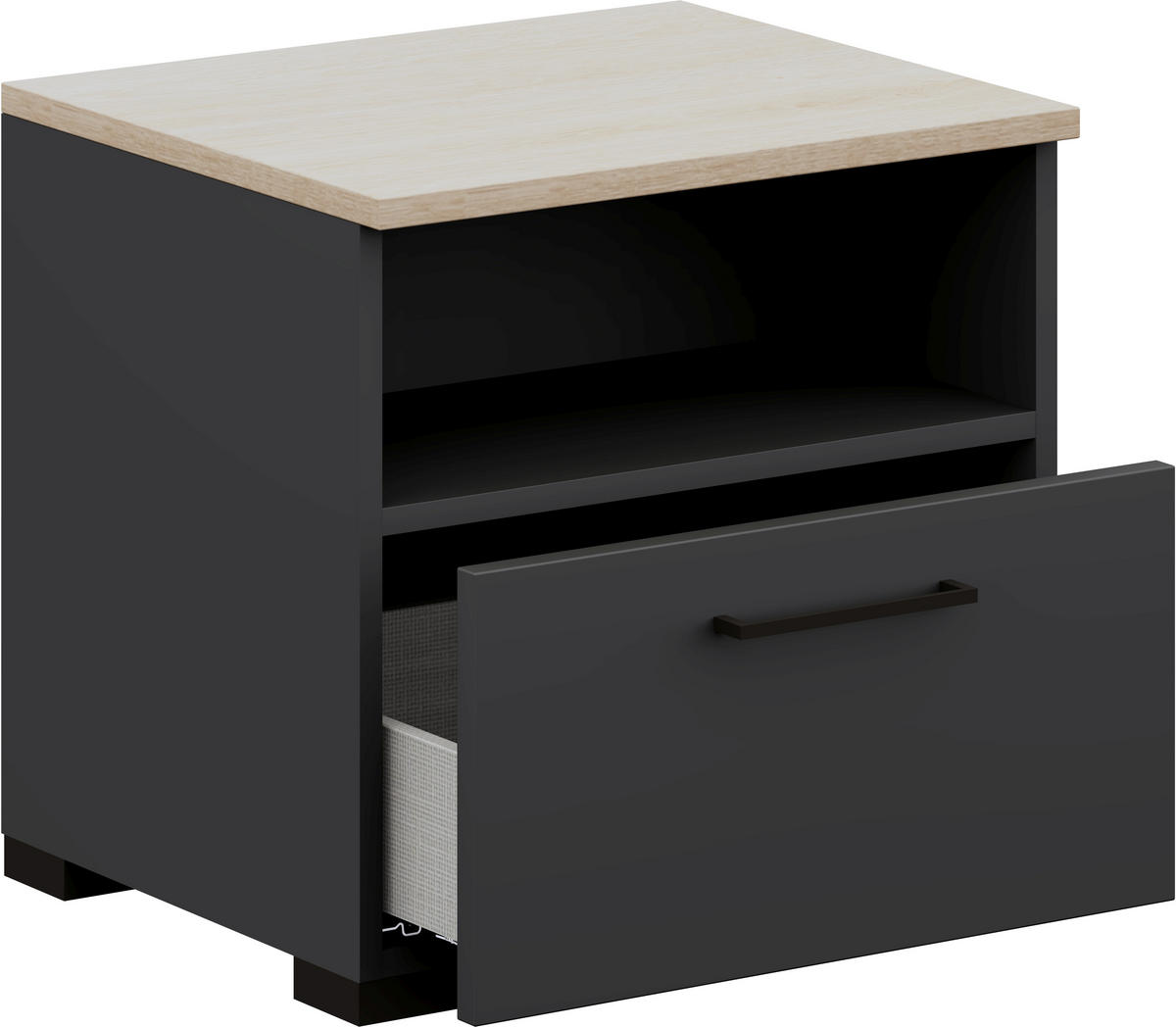 NACHTTISCH 50/48/42,1 cm  in Graphitfarben, Eichefarben  - Eichefarben/Anthrazit, Design, Holzwerkstoff/Metall (50/48/42,1cm) - Cantus