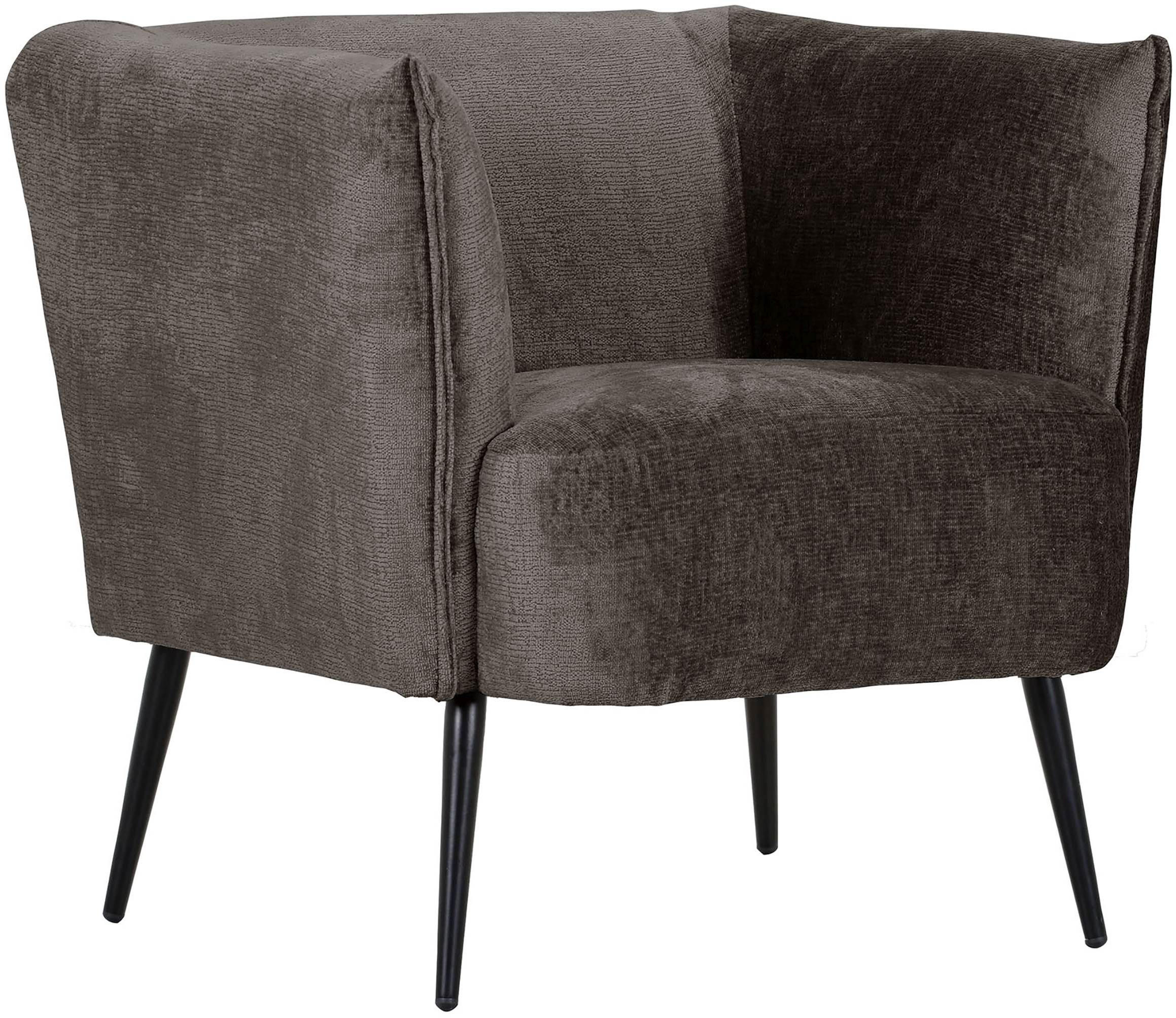 SESSEL in Chenille Dunkelgrau  - Dunkelgrau/Schwarz, Design, Textil/Metall (76/73/76cm) - Landscape