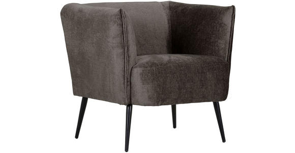 SESSEL in Chenille Dunkelgrau  - Dunkelgrau/Schwarz, Design, Textil/Metall (76/73/76cm) - Landscape