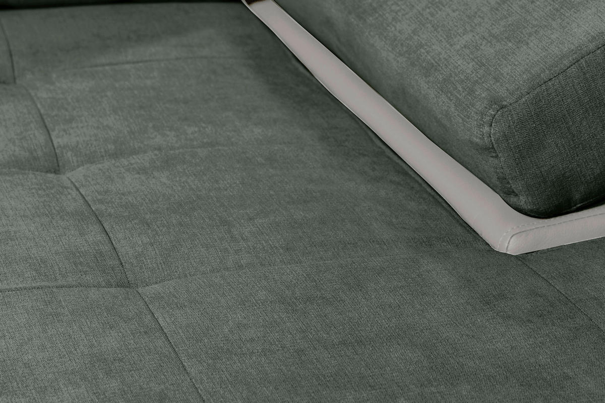ECKSOFA in Flachgewebe Weiss, Olivgrün  - Weiss/Olivgrün, Design, Kunststoff/Textil (271/175cm) - MID.YOU