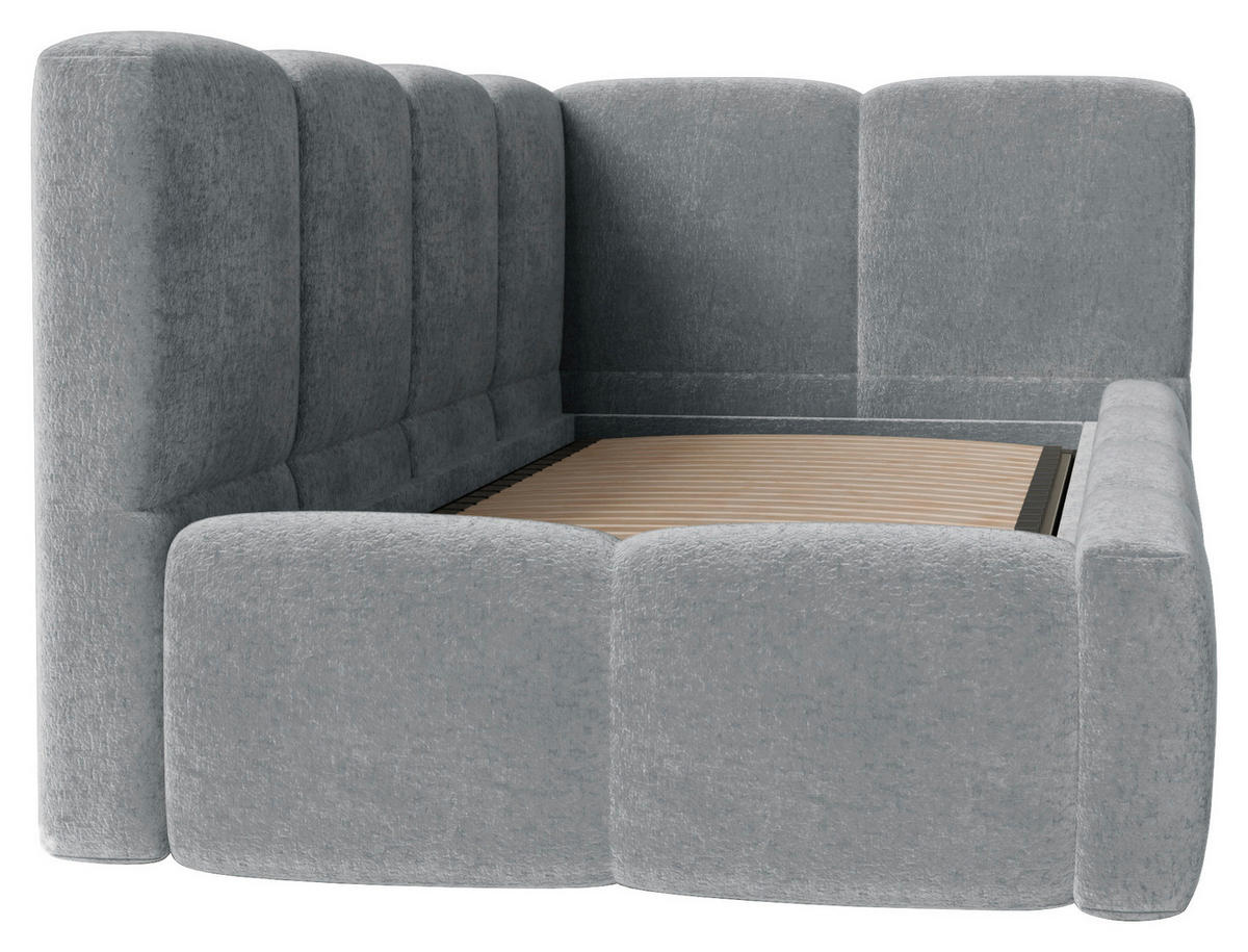 POLSTERBETT 90/200 cm,  in Silberfarben, Lattenrost, Bettkasten,  - Silberfarben/Schwarz, Design, Holz/Textil (90/200cm) - Chameo