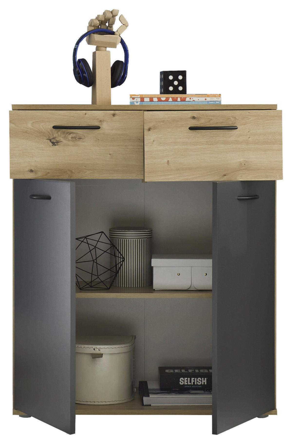 KOMMODE  in 80/95/38 cm  - Schwarz/Graphitfarben, KONVENTIONELL, Holzwerkstoff/Kunststoff (80/95/38cm) - Boxxx