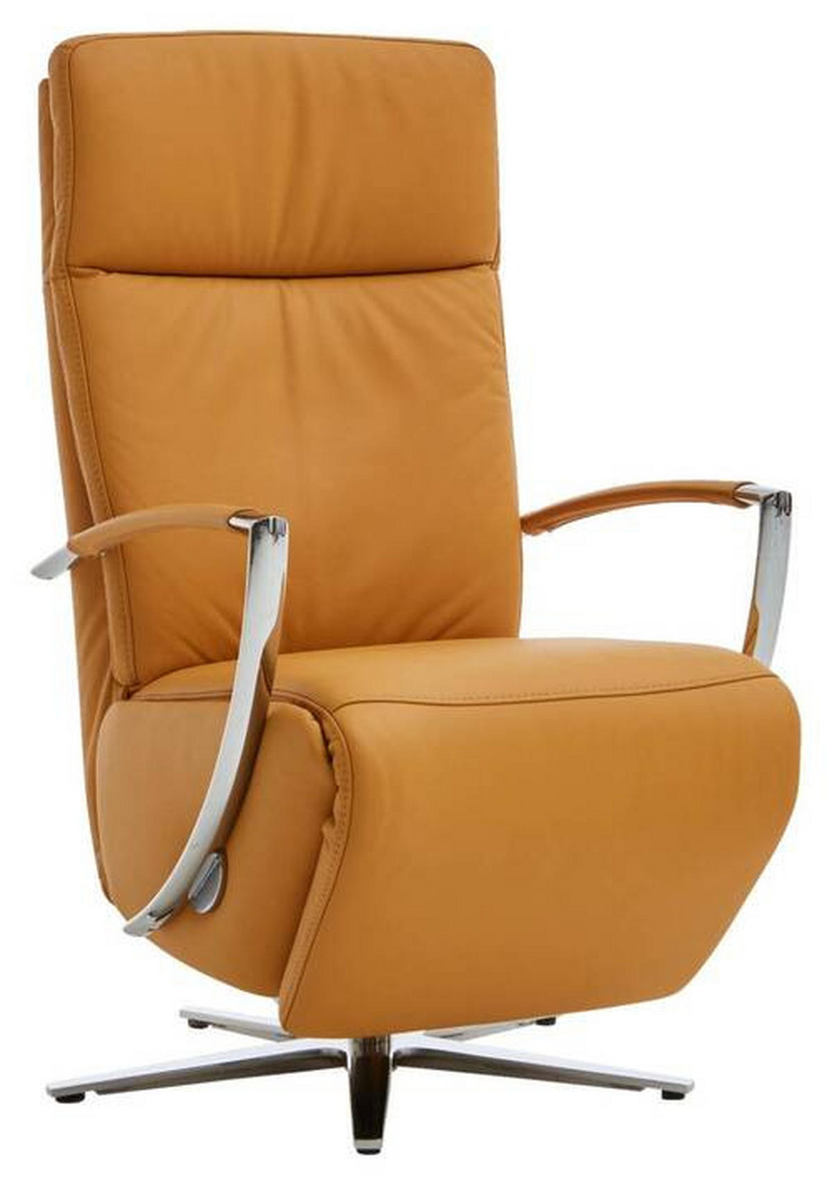 RELAXSESSEL Echtleder    - Edelstahlfarben/Gelb, KONVENTIONELL, Leder/Metall (70/110/80cm) - Cantus