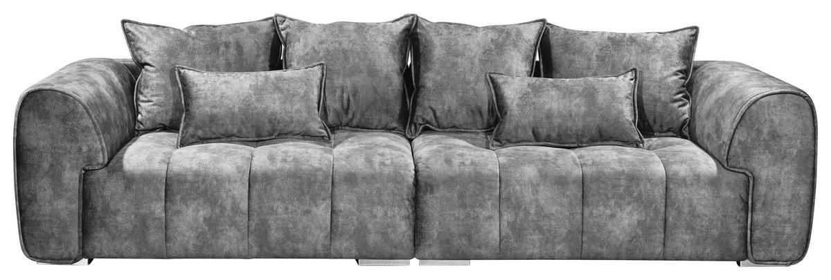 BIGSOFA Mikrovelours Grau  - Silberfarben/Grau, MODERN, Kunststoff/Textil (316/90/112cm) - Livetastic