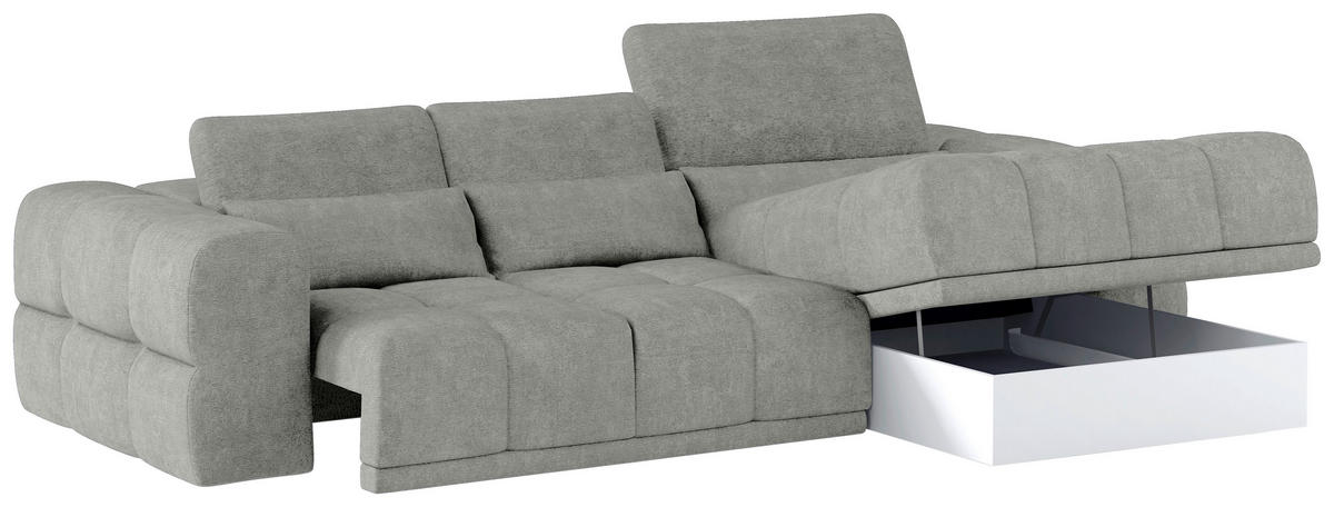 HÖRNSOFFA i chenille greige  - greige/svart, Klassisk, textil/plast (290/203cm) - MID.YOU