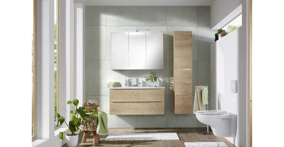 BADEZIMMER in 105 cm - Eichefarben/Weiß, Design, Keramik/Holzwerkstoff (105cm) - Novel
