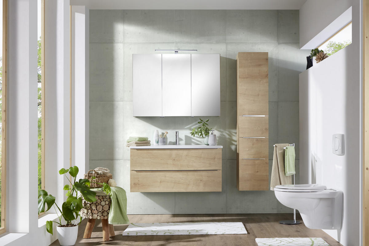 BADEZIMMER  in 105 cm  - Eichefarben/Weiß, Design, Keramik/Holzwerkstoff (105cm) - Novel