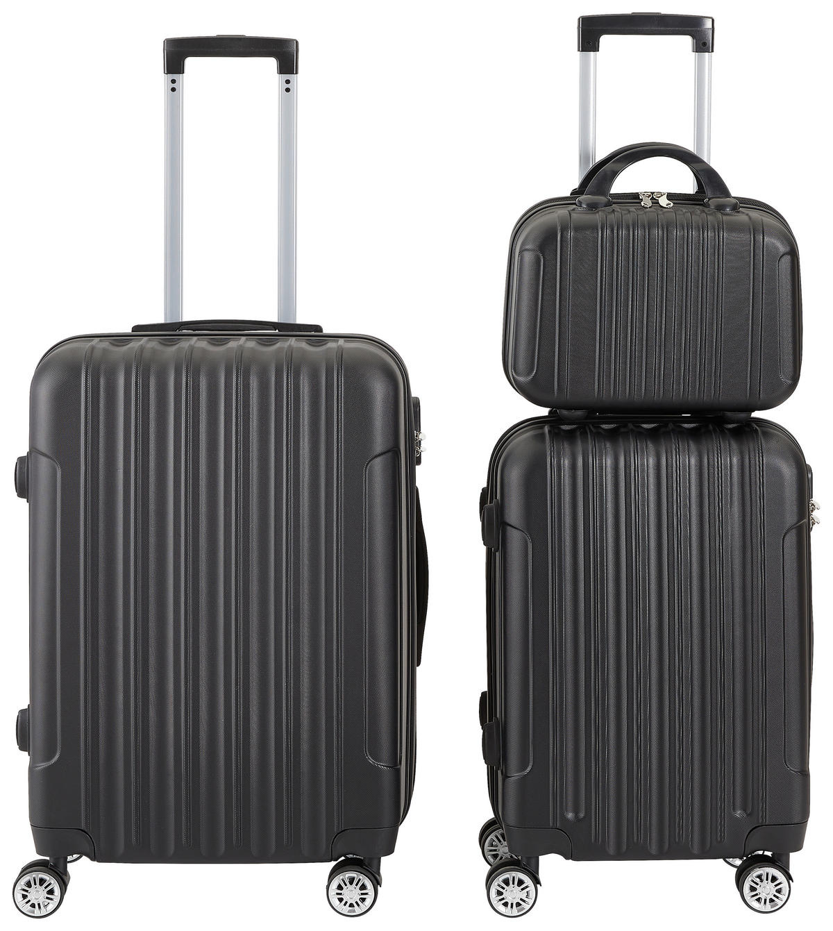 REISEKOFFERSET Schwarz 3-teilig  - Schwarz, Basics, Kunststoff/Metall - Novel