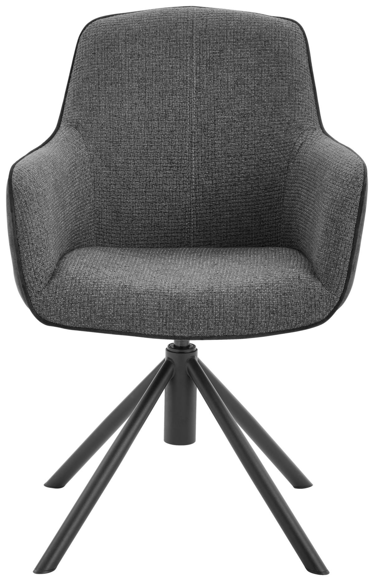 ARMLEHNSTUHL  in Eisen Flachgewebe  - Anthrazit/Schwarz, Design, Textil/Metall (60/88/64cm) - Novel
