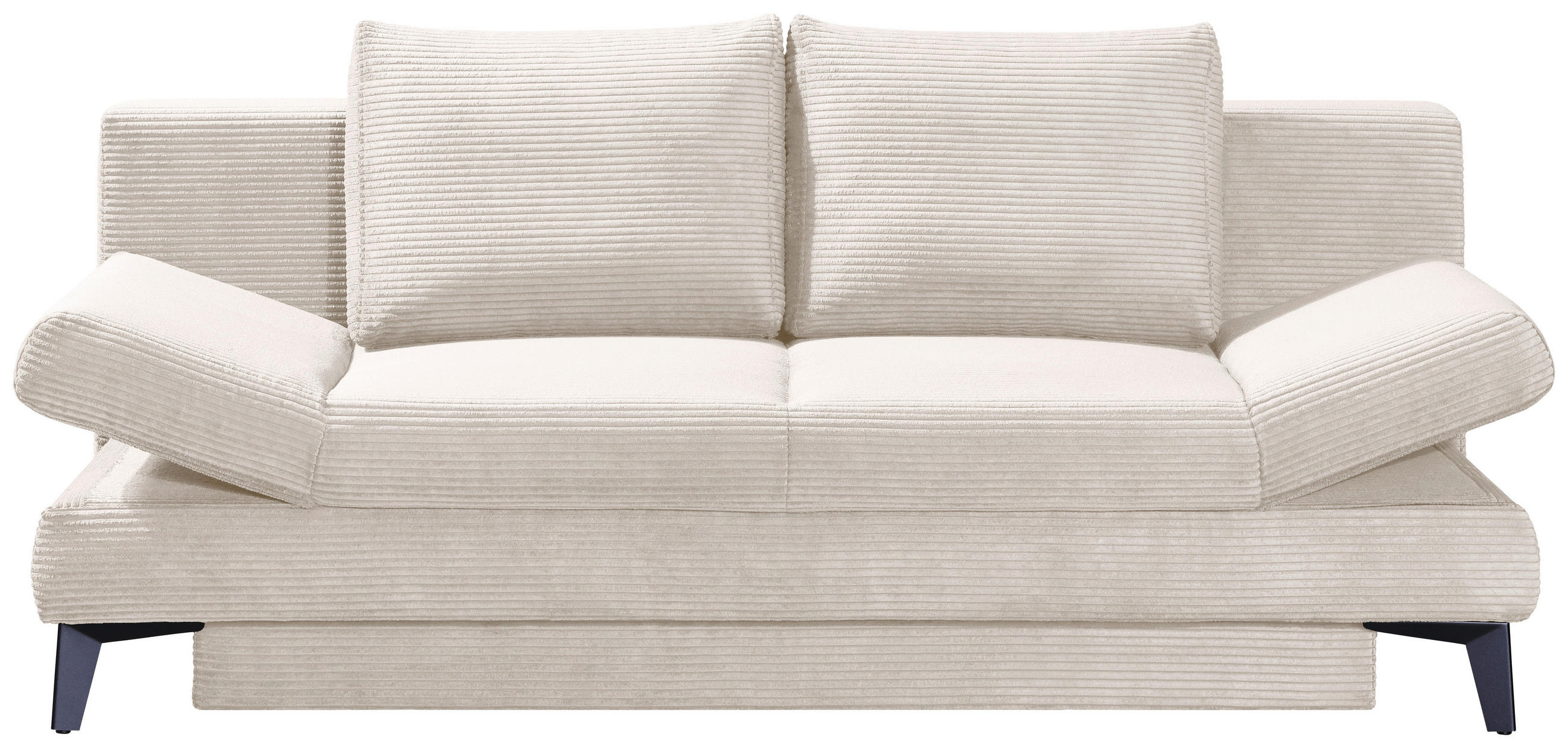 SCHLAFSOFA Cord Beige  inkl. Bettkasten, Schlaffunktion, Armteilverstellung  - Beige/Schwarz, Design, Textil/Metall (200/85/90cm) - Novel