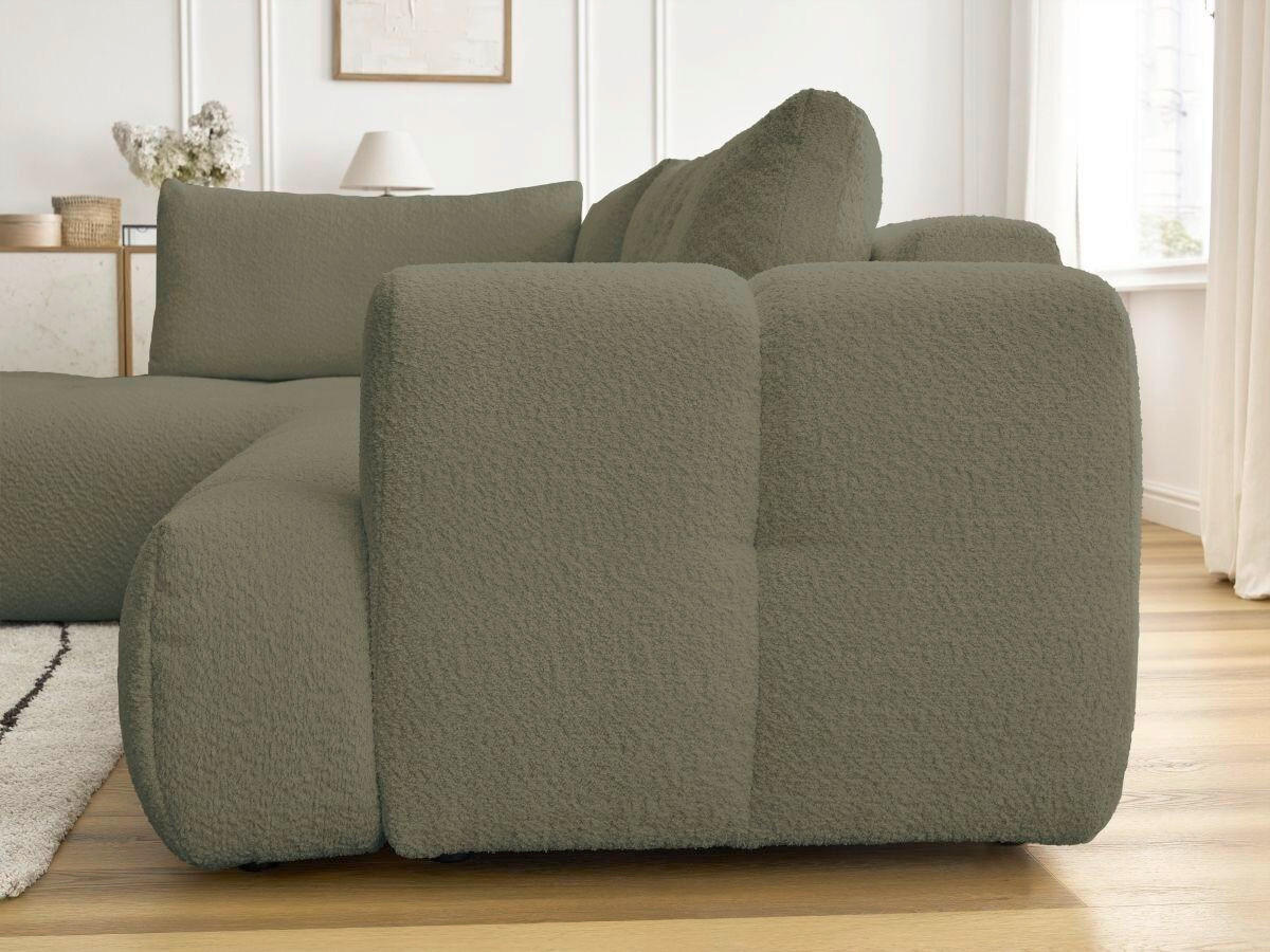 ECKSCHLAFSOFA FUJI Bouclé Grün  inkl.  - Schwarz/Grün, MODERN, Kunststoff/Textil (204/282cm)