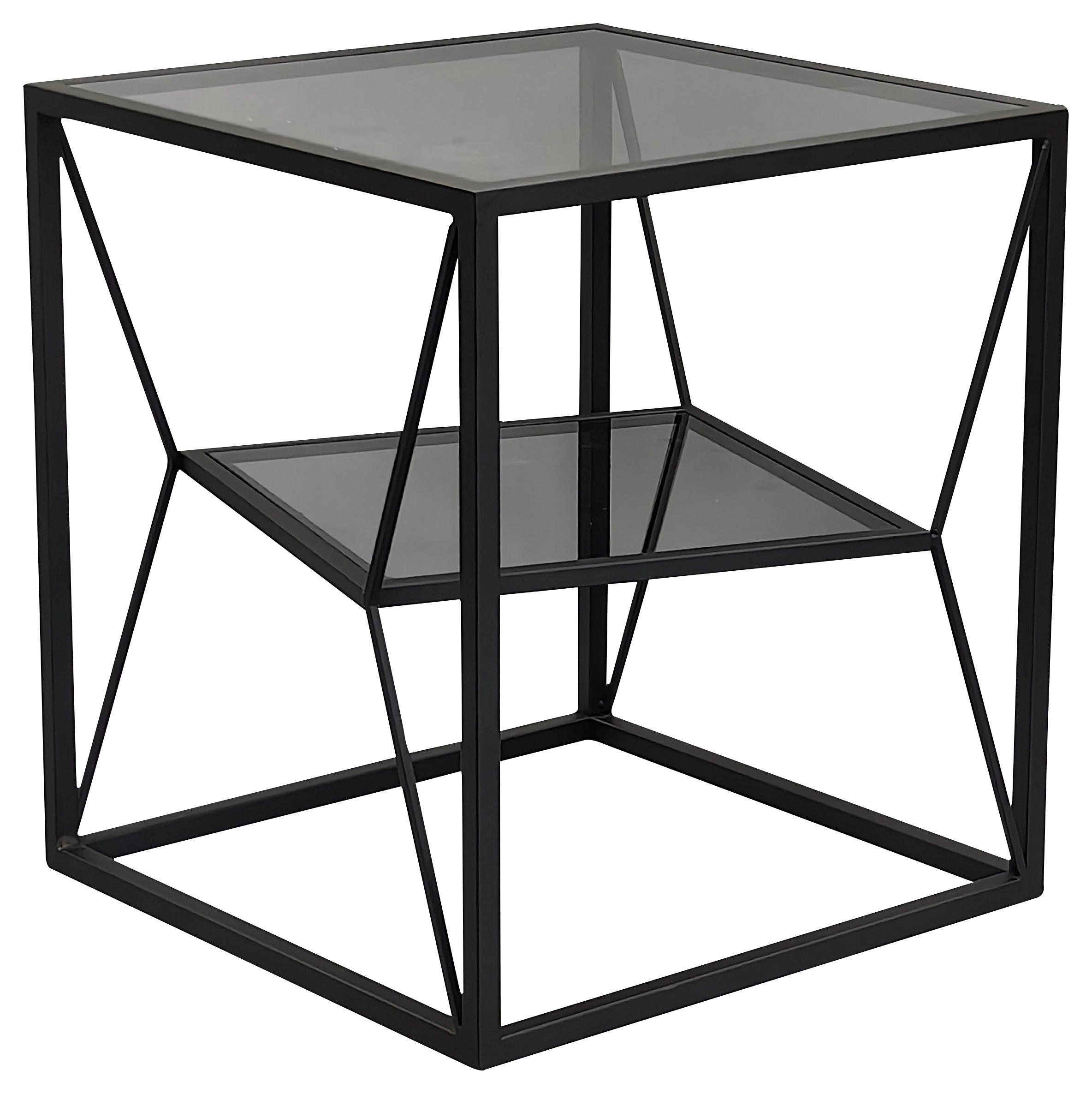 BEISTELLTISCH 40/40/45 cm Grau, Schwarz quadratisch  - Schwarz/Grau, Design, Glas/Metall (40/40/45cm) - Landscape